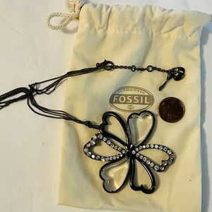 Fossil Rare Find Long Necklace Glass Flower